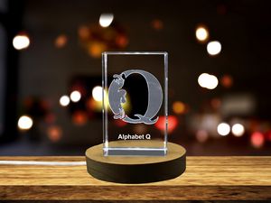 Unique Customizable 3D Letter Q | Alphabet Q Engraved Crystal Gift