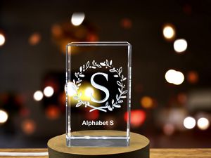 Elegant Custom Crystal Keepsake with 3D Engraved Alphabet Letter "S" - Image 5
