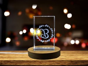 Unique Crystal Keepsake with 3D Letter B | Alphabet B Engraved Crystal Gift