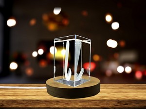 Iota Greek Alphabet Letter Recognition Award Trophy 3D Engraved Crystal Art with LED Base - Image 5