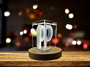 Rho Greek Letter 3D Engraved Crystal Trophy Award with LED Base - Luxury Recognition Art - Image 5