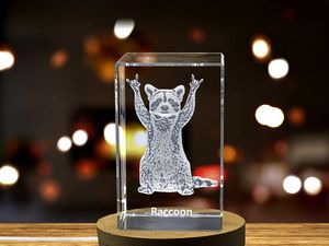 A Pensive Raccoon | 3D Engraved Crystal - Image 6