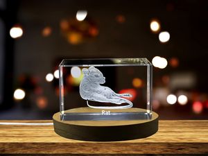 Intricately Engraved Rat | 3D Engraved Crystal