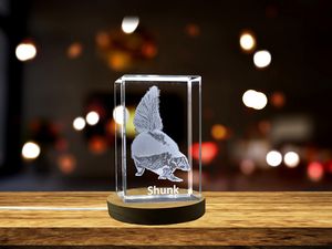 Skunk Scentinel 3D Engraved Crystal Recognition Trophy Award | Free LED Base Light | Made in Canada