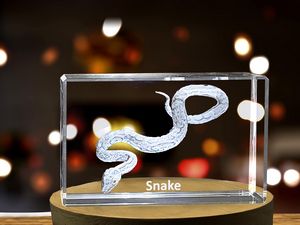 Serpent Serenity Recognition Trophy | 3D Engraved Crystal Snake Design Keepsake with LED Base - Image 5