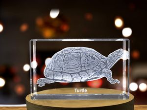 Sea Turtle 3D Engraved Crystal Trophy Award Recognition - Handcrafted in Canada with LED Base Light - Image 6