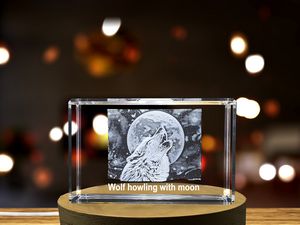 Majestic Wolf Howling Engraved Crystal - A Serenade to the Moon - Image 7