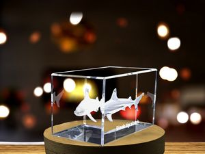 Striking 3D Engraved Crystal | Blacktip Shark - Image 5