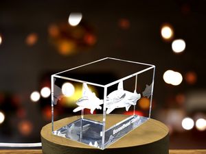 Graceful 3D Engraved Crystal | Bonnethead Shark - Image 5