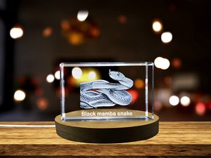 Intense 3D Engraved Crystal | Black Mamba Snake
