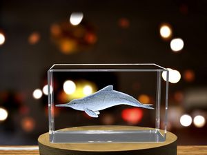 La Plata Dolphin Crystal Trophy Award - Recognition for Exquisite 3D Engraved Marine Art - Image 6