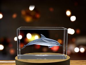 Stunning Clymene Dolphin Sculpted in Shimmering Crystal Collector's Statue - Image 6