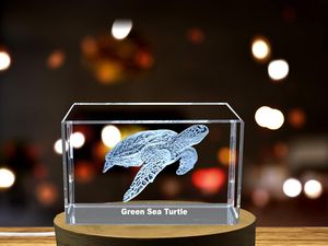 Green Sea Turtle Crystal Engraved Award With LED Base - Unique 3D Marine Life Recognition - Image 6