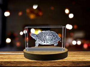 Desert Box Turtle Crystal Recognition Award - Exquisite 3D Engraved Reptile Artwork