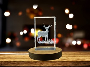 Stunning Axis Deer 3D Engraved Crystal Sculpture - A Luxurious Gift for Wildlife Enthusiasts