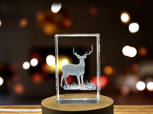 Stunning Axis Deer 3D Engraved Crystal Sculpture - A Luxurious Gift for Wildlife Enthusiasts - Image 6