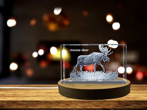 Stunning Moose Deer Engraved on Crystal Collectible | Best Wildlife Decorative Gift