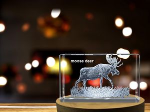 Stunning Moose Deer Engraved on Crystal Collectible | Best Wildlife Decorative Gift - Image 6