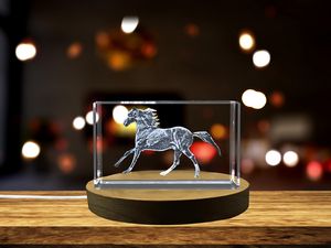Marwari Horse 3D Engraved Crystal Trophy Award | Luxury Indian Decor Recognition
