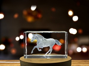 Andalusian Horse Recognition Crystal Trophy Award | 3D Engraved Spanish Equine Statue with LED Base - Image 6