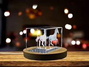 Akhal-Teke Horse 3D Engraved Crystal Gift | Golden Horse Crystal Statue - Image 5