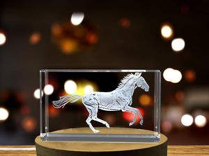 Akhal-Teke Horse 3D Engraved Crystal Gift | Golden Horse Crystal Statue - Image 6
