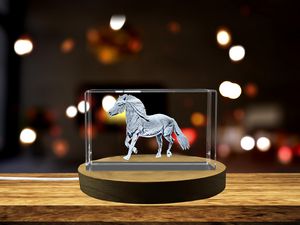 Haflinger Horse Crystal Award Trophy | 3D Engraved Recognition Equestrian Gift Statue