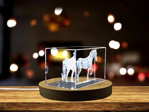 Elegant Mustang Horse Recognition Trophy - 3D Laser Engraved Crystal Sculpture With LED Base - Image 5