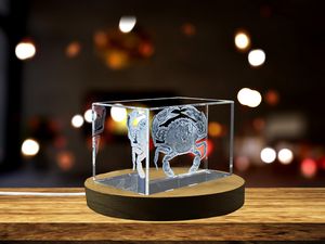 Mud Crab Recognition Award - 3D Engraved Crystal Marine Art with Free LED Base Light - Image 5