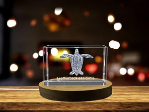 Leatherback Sea Turtle Crystal Paperweight Trophy Award - Recognition of Ocean Elegance &