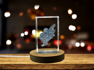Serama Chicken 3D Engraved Crystal Trophy Award - Handmade Art with LED Base Light Recognition