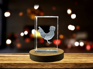 Poland Chicken 3D Engraved Crystal Trophy Award for Recognition with FREE LED Base Light