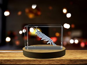Stunning 3D Engraved Krill Crystal | Perfect Gift for Ocean Lovers
