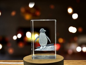 Southern Rockhopper Penguin 3D Crystal Trophy Recognition - Elegant Decor with LED Base - Image 6