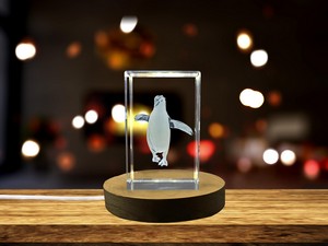 Royal Penguin Trophy Award - 3D Engraved Crystal Recognition Gift with Free LED Base by A&B Crystal