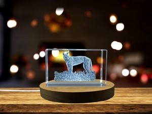 Unique Dingo 3D Engraved Crystal Sculpture Trophy Recognition with Free LED Base Display