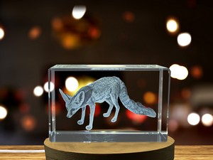 Rüppell's Fox 3D Engraved Crystal Trophy Award Recognition - Exquisite Wildlife Sculpture with LED - Image 6