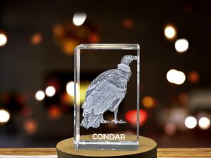 Breathtaking 3D Engraved Crystal of a Majestic Condor - Perfect for Bird Lovers - Image 5