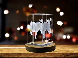 Charming 3D Engraved Crystal of a Cheerful Donkey - Perfect for Animal Lovers and Farmhouse Decor - Image 2