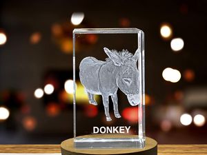 Charming 3D Engraved Crystal of a Cheerful Donkey - Perfect for Animal Lovers and Farmhouse Decor - Image 5