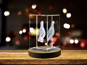 Peaceful 3D Engraved Dove Trophy Award Recognition - Serene Crystal for Spiritual Inspiration - Image 2