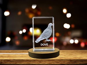 Peaceful 3D Engraved Dove Trophy Award Recognition - Serene Crystal for Spiritual Inspiration