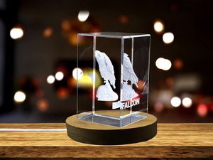 Exquisitely Crafted Crystal Falcon Sculpture | Unique Engraved Home Decor - Image 2