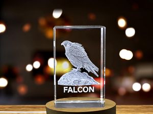 Exquisitely Crafted Crystal Falcon Sculpture | Unique Engraved Home Decor - Image 5