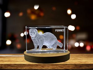 Ferret Crystal Art Recognition Trophy Award - Stunning 3D Crystals with LED Base Light