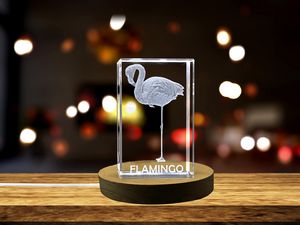 Vibrant Flamingo Crystal Recognition Trophy Award | Handcrafted 3D Detail with Free LED Base Light