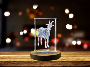 Lively Goat Crystal Trophy Award Recognition | Handcrafted 3D Statues with LED Base