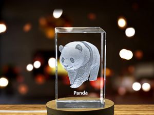 Panda Harmony Recognition Trophy & Award | 3D Engraved Crystal Keepsake with LED Base Light - Image 5