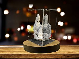 Mona Lisa 3D Crystal Trophy Award Decor with LED Base - Recognition Piece Made in Canada - Image 2