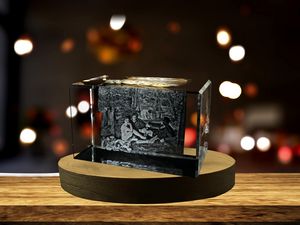 Le Dejeuner Sur L'Herbe 3D Engraved Crystal Art Recognition Trophy With LED Base Light